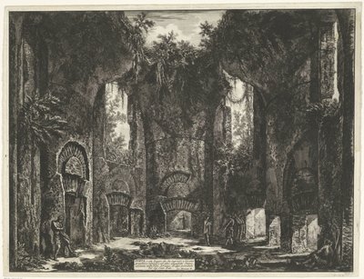 Akademie i de Villa Adriana t og Tivoli Diæt, eller begge dele Sted, der giver adgang til adskillige storslåede sengebåse og til andre storslåede rum, der findes i Villa Adrian (...) (titel på objektet) Gezichten op Rom (serietitel) Udsigt over Rom tegnet  af Giovanni-Battista Piranesi