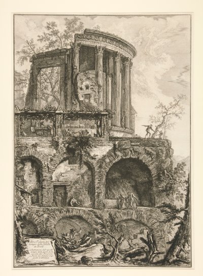 En anden udsigt over Sibyllens tempel i Tivoli, fra Vedute di Roma af Giovanni-Battista Piranesi