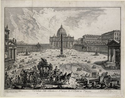 Udsigt over basilikaen og pladsen ved San Pietro in Vaticano (fra: Vedute di Roma) af Giovanni Battista Piranesi