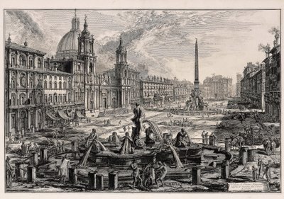 Udsigt over Piazza Navona i Rom (fra: Vedute di Roma) af Giovanni Battista Piranesi