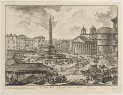 Udsigt over Piazza della Rotonda med Pantheon og obelisken af Giovanni Battista Piranesi