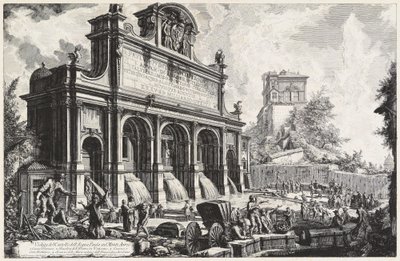 Udsigt over Castello dell’Acqua Paola på Monte Aureo (Gianicolo) af Giovanni Battista Piranesi