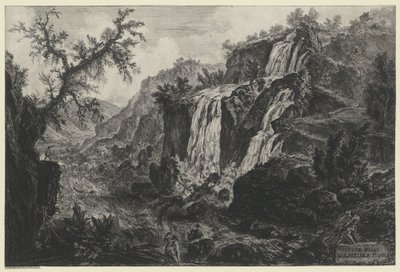Udsigt over vandfaldet i Tivoli (fra: Vedute di Roma) af Giovanni Battista Piranesi