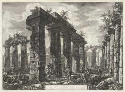 Basilica di Paestum i Paestum Forskellige visninger af resterne af tre store bygninger, der stadig står ved Paestum (serietitel) Différentes vues de quelques restes de trois grands édifices qui subsistent encore dans l