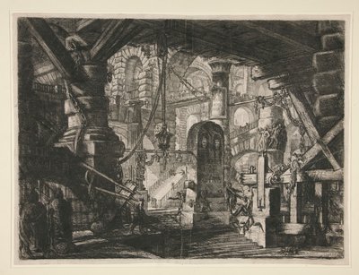 Carceri, XVI: Molen med lænker af Giovanni-Battista Piranesi