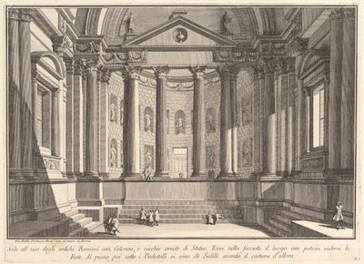 Søjlehal efter de gamle romeres skik, og nicher prydet med..., ca. 1750. af Giovanni Battista Piranesi