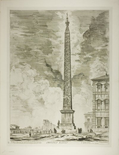Egyptisk Obelisk. Denne blev rejst af pave Sixtus V på Piazzaen ved St. John Lateran, fra udsigt over Rom af Giovanni Battista Piranesi