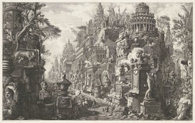 Frontispice met en fantasievoorstelling fra Via Appia Antica Frontispice af bind II af 