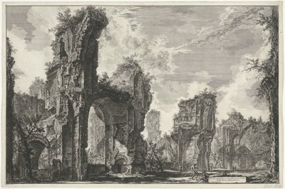 Gezichten op Rom, de Campagna osv. (122 blade) Ruinerne af Sisto eller begge dele af den store sal i Antoninian Baths (titel på objektet) Gezichten op Rom (serietitel) Udsigt over Rom designet og indgraveret af Giambattista Piranesi-arkitekten Ve (nez) ian af Giovanni Battista Piranesi