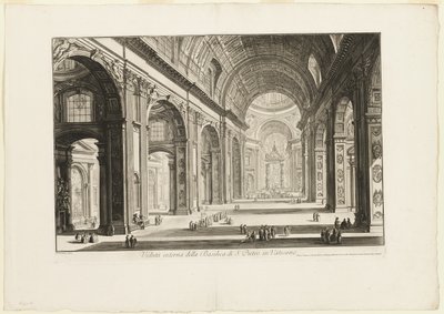 Interiørbillede af Peterskirken i Vatikanet, fra Views of Rome af Giovanni-Battista Piranesi