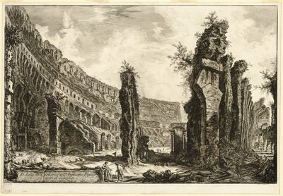 Innenansicht des Flavischen Amphitheaters, genannt das Kolosseum, aus Ansichten von Rom von Giovanni-Battista Piranesi