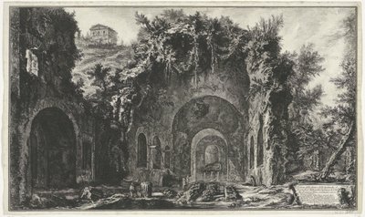 Nymphaeum van Egeria i Rom Udsigt over kilden og Egyptens huler uden for Porta Capena eller di S. Seb.n (...) (titel på objekt) Gezichten op Rom (serietitel) Udsigt over Rom designet og indgraveret af Giambattista Piranesi-arkitekten Ve (nez) ian af Giovanni-Battista Piranesi