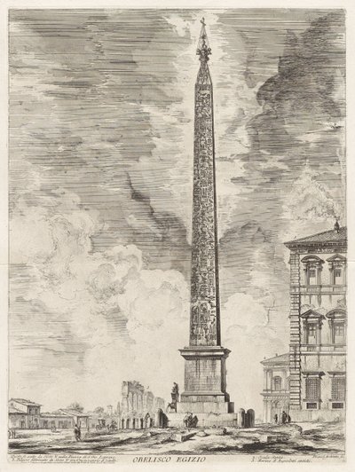 Egyptisk obelisk. Denne blev rejst af pave Sixtus V på Piazza di S. Gio. Laterano, fra Vedute di Roma (Udsigter over Rom) af Giovanni Battista Piranesi
