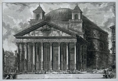 Pantheon i Rom Udsigt over Pantheon of Agrippa i dag S. Maria ad Martyres-kirken (titel på objektet) Gezichten op Rom (serietitel) Udsigt over Rom designet og indgraveret af Giambattista Piranesi-arkitekten Ve (nez) iano (serietitel) af Giovanni Battista Piranesi