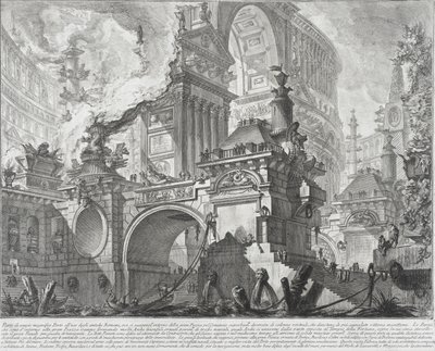 En del af en rummelig og storslået havn til brug for de gamle romere, der åbner ud til en stor markedsplads, 1761-80 af Giovanni Battista Piranesi