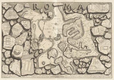 Plan over Rom tegnet med situationen for alle de gamle monumenter af Giovanni-Battista Piranesi