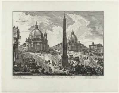 Piazza del Popolo te Rom (titel på objekt) Udsigt over Piazza del Popolo (titel på objekt) Gezichten op Rom (serietitel) Udsigt over Rom designet og indgraveret af Giambattista Piranesi-arkitekten Ve (nez) iano (serietitel) af Giovanni Battista Piranesi