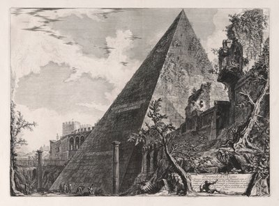 Pyramid af C. Cestio (Pyramid of Gaius Cestius), fra udsigt over Rom (udsigt over Rom) af Giovanni Battista Piranesi