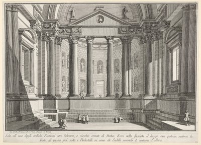Plade 9: Søjlehal efter de gamle romeres skik, og nicher pryder..., 1743. af Giovanni Battista Piranesi