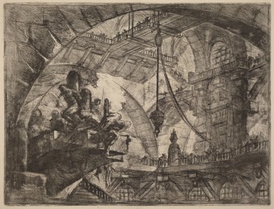 Fanger på en fremspringende platform af Giovanni Battista Piranesi