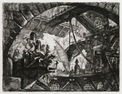 Fanger på en fremspringende platform af Giovanni Battista Piranesi
