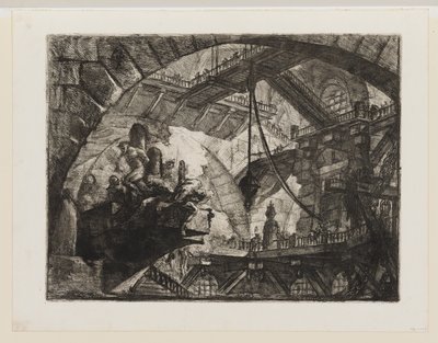 Fanger på en fremspringende platform af Giovanni Battista Piranesi