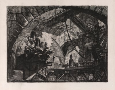 Prisoners on a Projecting Platform, plade 10 fra Carceri d af Giovanni Battista Piranesi