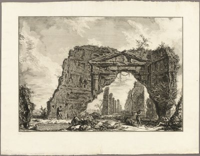 Rester af en overdækket portik, eller en kryptoportik, i en villa i Domitian, fem miles uden for Rom på Frascati-vejen, fra udsigt over Rom af Giovanni Battista Piranesi