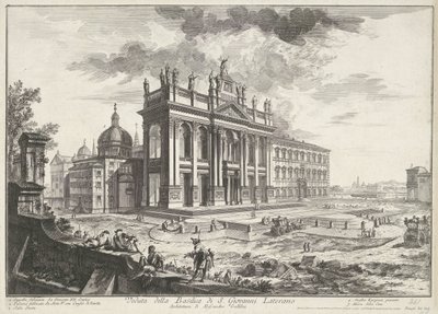 Sint-Jan van Lateranen te Rom Udsigt over basilikaen S. Giovanni Laterano (titel på objekt) Gezichten op Rom (serietitel) Udsigt over Rom designet og indgraveret af Giambattista Piranesi-arkitekten Ve (nez) iano (serietitel) af Giovanni Battista Piranesi