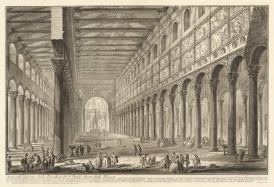 Indre af Basilica di San Paolo fuori le Mura af Giovanni Battista Piranesi