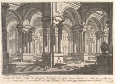 Trapper prydet af storslået arkitektur. . . Gruppo di Scale ornato di magnif..., ca. 1750 af Giovanni Battista Piranesi