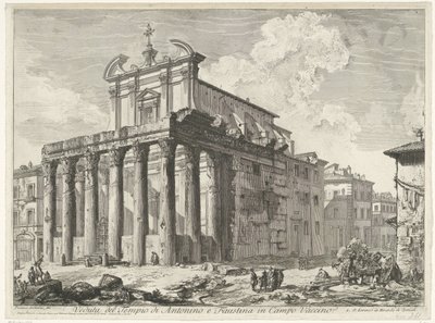 Tempel van Antoninus en Faustina te Rom Udsigt over Antoninus og Faustinas tempel i Campo Vaccino (titel på objektet) Gezichten op Rom (serietitel) Udsigt over Rom designet og indgraveret af Giambattista Piranesi-arkitekten Ve (nez) iano (serietitel) af Giovanni Battista Piranesi