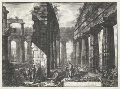 Neptuns tempel i Paestum Forskellige visninger af resterne af tre store bygninger, der stadig står ved Paestum (serietitel) Différentes vues de quelques restes de trois grands édifices qui subsistent encore dans l