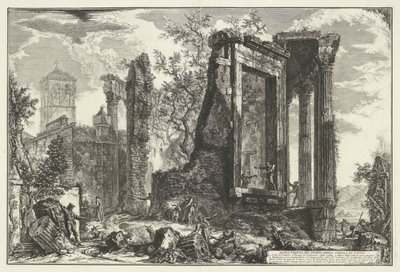Tempel van Vesta en de Tempel van de Tiburtijnse Sibille i Tivoli En anden udsigt over Sibyllens tempel i Tivoli (titel på objektet) Gezichten op Rom (serietitel) Udsigt over Rom designet og indgraveret af Giambattista Piranesi-arkitekten Ve (nez) iano (se af Giovanni Battista Piranesi