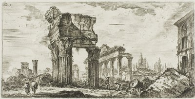 Temple of Jupiter Tonans [Jupiter the Thunderer]. 1. Temple of Concord, plade 7 fra nogle udsigter over triumfbuer og andre monumenter af Giovanni-Battista Piranesi