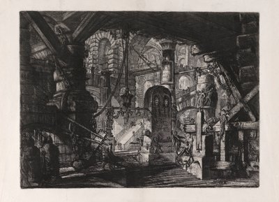 Molen med kæder, tallerken 16 fra Carceri d af Giovanni Battista Piranesi
