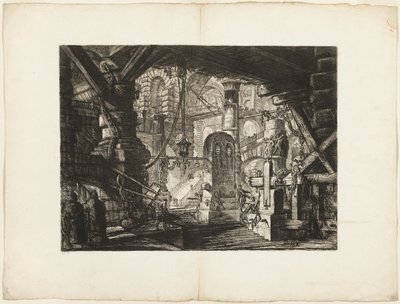 Molen med kæder, plade 16 fra Imaginary Prisons af Giovanni Battista Piranesi