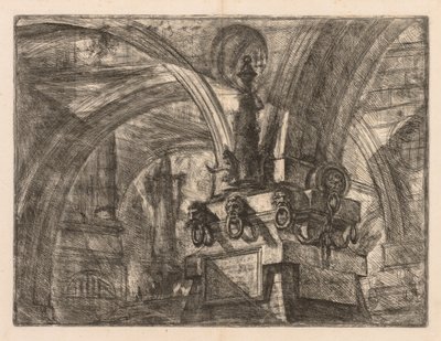 Fængslerne: Runde buer udspringer fra en firkantet søjle af Giovanni Battista Piranesi
