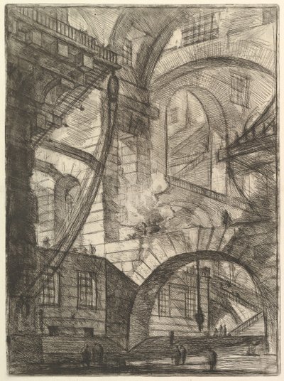 The Smoking Fire, fra Carceri dinvenzione Imaginary Prisons, ca. 1749-50. af Giovanni Battista Piranesi