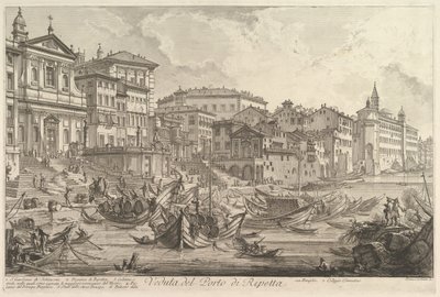Den mindre havn, kaldet Porto di Ripetta Udsigt over havnen i Ripetta, ca. 1753. af Giovanni Battista Piranesi
