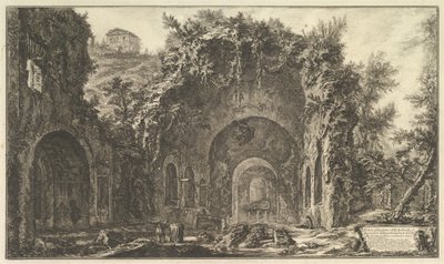 Den såkaldte Grotto of Egeria Udsigt over kilden og hulerne i Egeria uden for ..., ca. 1766. af Giovanni Battista Piranesi