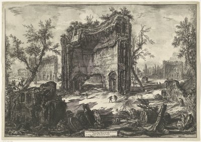 Thermen van Trajanus te Rom Udsigt over resterne af fabrikkerne på anden sal i Terme di Tito (titel på objektet) Gezichten op Rom (serietitel) Udsigt over Rom designet og indgraveret af Giambattista Piranesi-arkitekten Ve (nez) iano (serietitel) af Giovanni Battista Piranesi