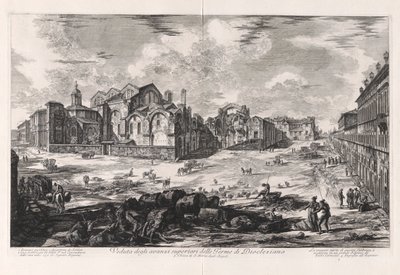 Udsigt over de øvre ruiner af Diocletians bade [fjern udsigt, der viser kirken Santa Maria degli Angeli]), fra Vedute di Roma (Udsigt over Rom) af Giovanni Battista Piranesi
