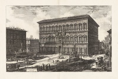 Udsigt over Palazzo Farnese (Udsigt over Palazzo Farnese), fra Vedute di Roma (Udsigt over Rom) af Giovanni-Battista Piranesi