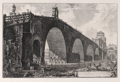 Udsigt over Milvian Bridge over Tiberen to mil uden for Rom, fra Vedute di Roma (Udsigt over Rom) af Giovanni-Battista Piranesi