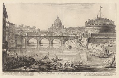 Udsigt over broen og slottet Sant af Giovanni-Battista Piranesi