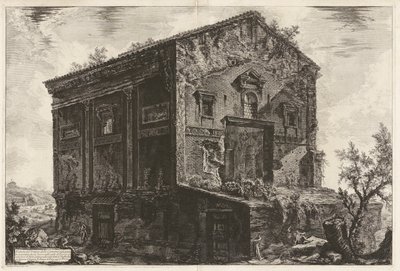 Udsigt over Camenetemplet i oldtiden omgivet af en skov i Egeria-dalen af Giovanni-Battista Piranesi