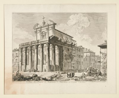 Udsigt over Antoninus og Faustinas tempel i Campo Vaccino. (Udsigt over Antoninus og Faustinas tempel i Forum Romanum.), Fra Vedute di Roma af Giovanni-Battista Piranesi