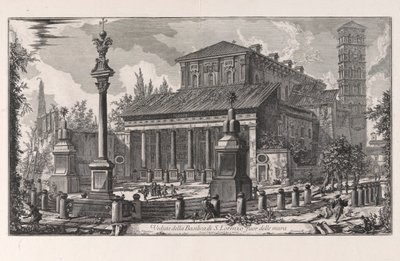 Udsigt over basilikaen San Lorenzo fuori delle Mura, fra Vedute di Roma (Udsigt over Rom) af Giovanni-Battista Piranesi