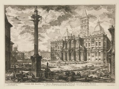 Udsigt over julemandens basilika. Maria Maggiore med de to laterale fabrikker af nævnte basilika (Udsigt over basilikaen S. Maria Maggiore med dens to flankerende vinger), fra Vedute di Roma af Giovanni-Battista Piranesi